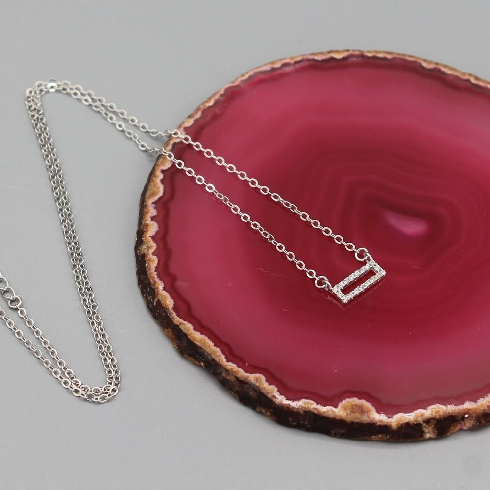 Jewelry necklace silver tone sparkly crystals dainty minimalist brand new